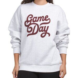 Super Soft Embroidered Game Day Sweatshirt in Heather Grey and Maroon